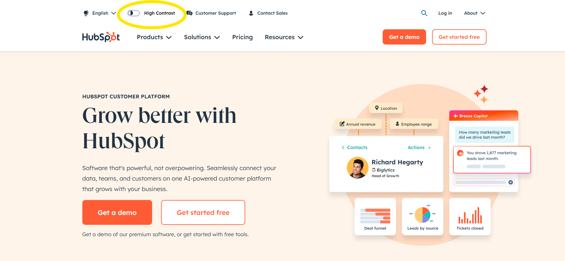 Example of Hubspot Website