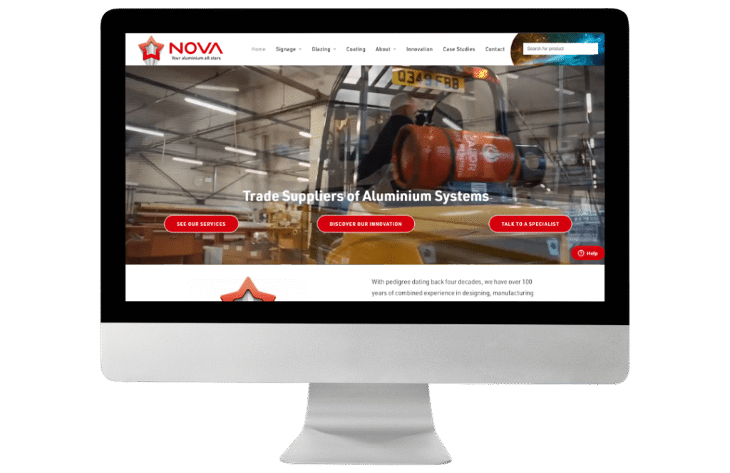 Aluminium Business Website Designed For NOVA's Bristol-Based Business