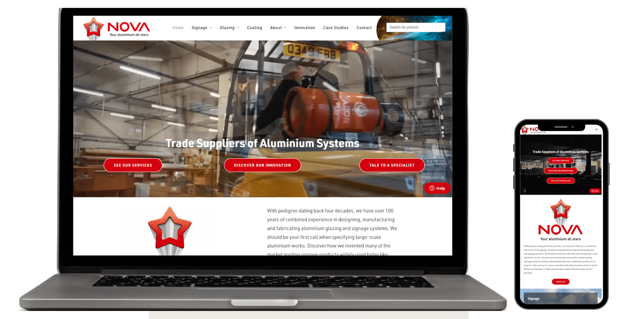 Key Website Challenges for Aluminium Signage And Glazing Supplier, NOVA Aluminium