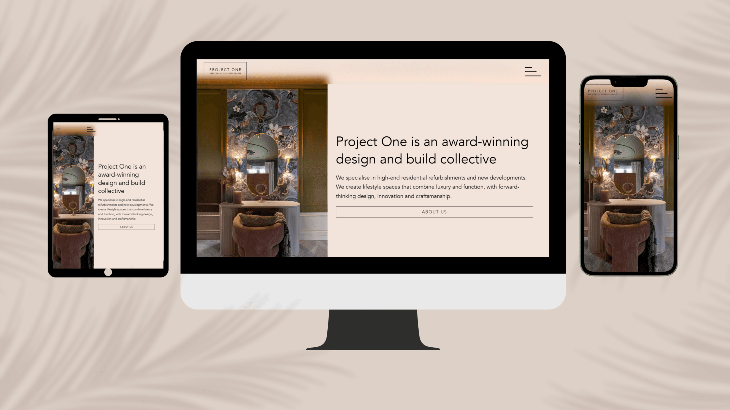 ProjectOne Web Design Mockups(Mobile, Tablet & Desktop)
